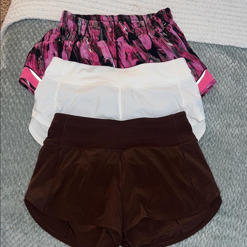 lululemon 3 pairs  Women's Athletic Shorts - Pink, White, Brown